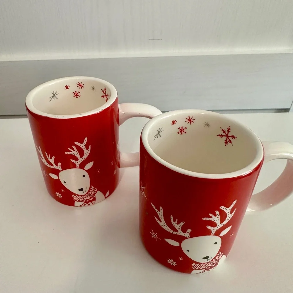 Sur La Table Red Reindeer Espresso Mugs